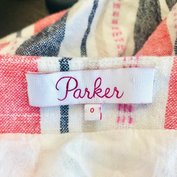 Parker Kacey Multicolor Striped Linen Blend Dress - Picture 13 of 13